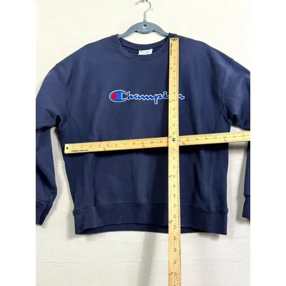 Champion Sweatshirt Men Large Navy Reverse Weave Long Sleeve Crew Neck Pullover - Picture 5 of 8